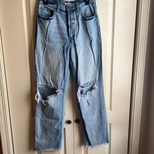 CELLO Light-Washed Distressed Raw Hem Jeans